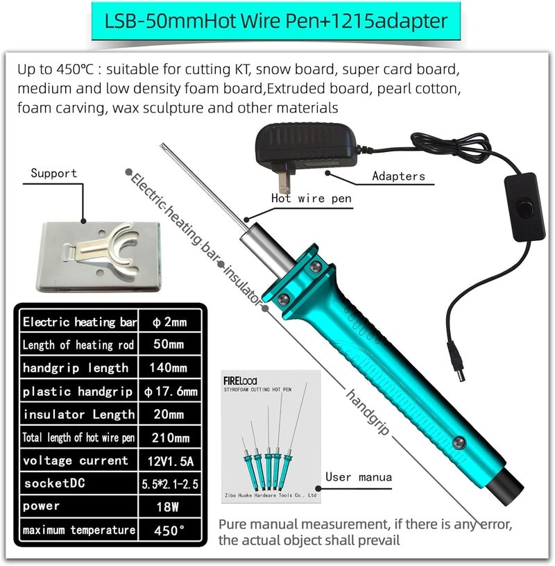 FIRElood Electric Hot Wire Cutter 5CM length Hot melt Pen, Hot Electric Cutter Kit, Styrofoam Hot Hot Wire Cutting Pen for Amateur DIY Heat Cutting Engraving Art Making handmade - Image 2